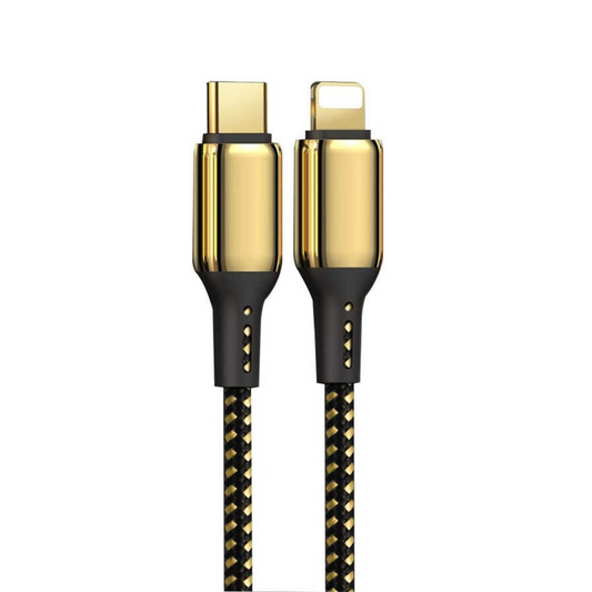 Wiwu gd-100 usb compatible lightning 18k 20w data cable 1.2m - gold