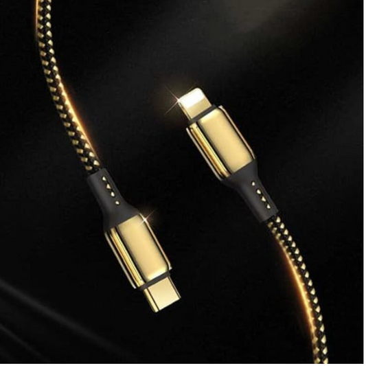 Wiwu gd-100 usb compatible lightning 18k 20w data cable 1.2m - gold